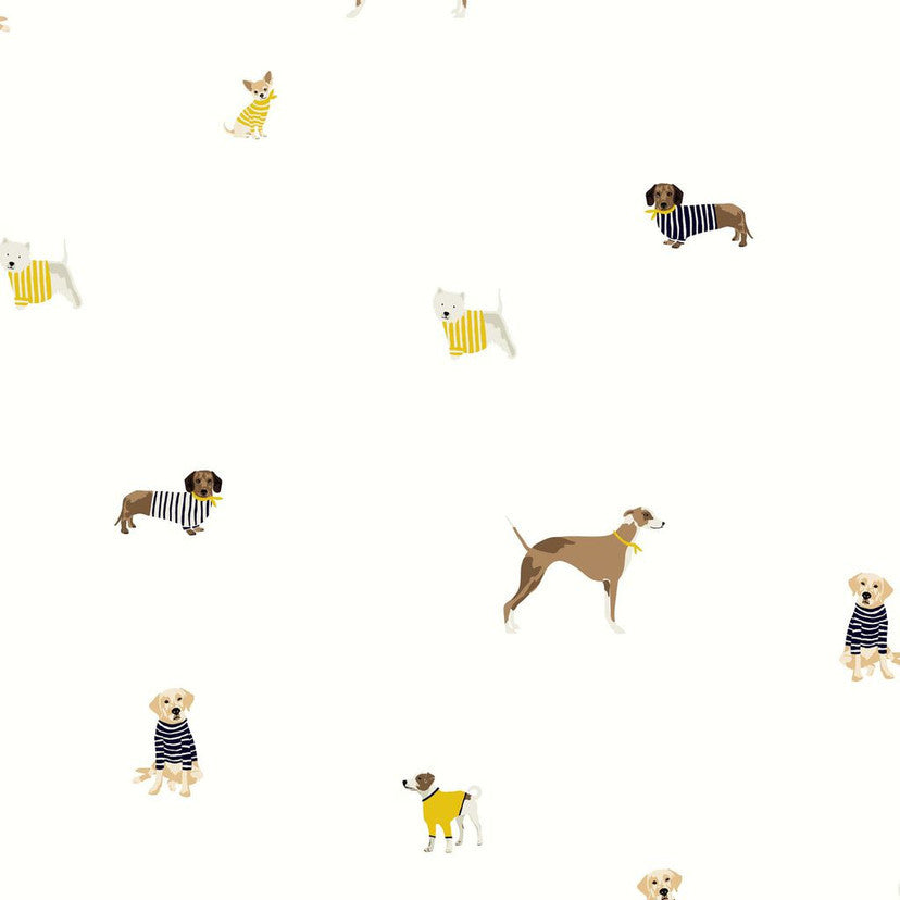 118560 Harbour Dogs Creme Wallpaper by Joules