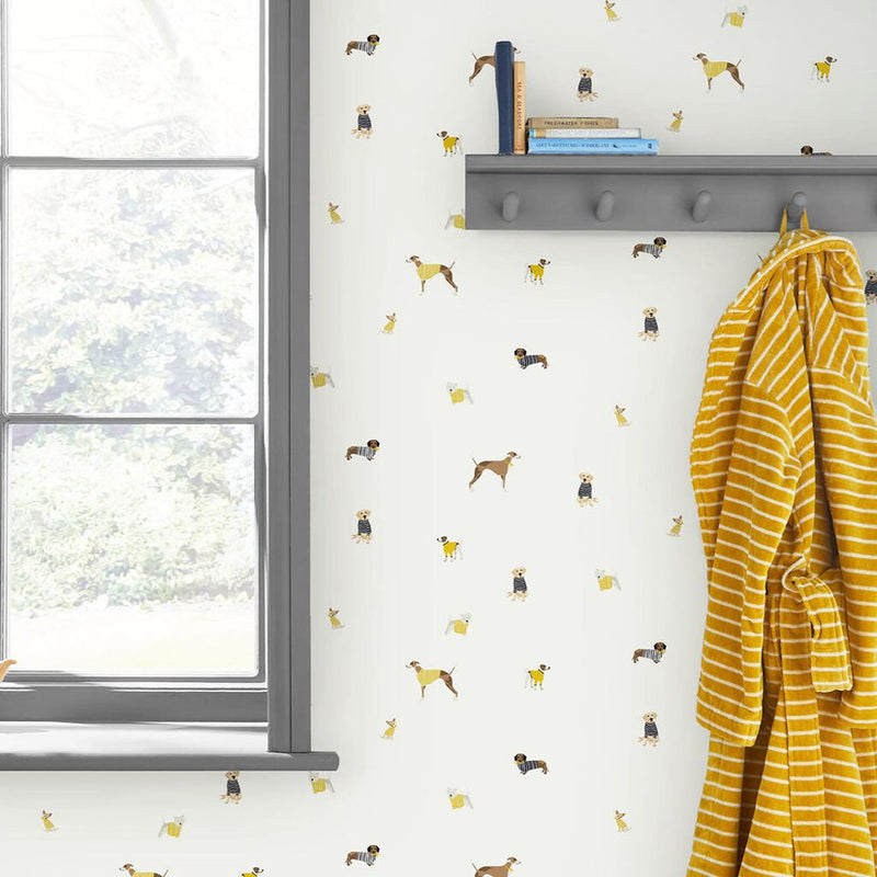 118560 Harbour Dogs Creme Wallpaper by Joules