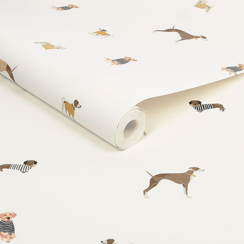 118560 Harbour Dogs Creme Wallpaper by Joules