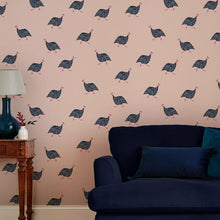 118566 Guinea Fowl Blush Pink Wallpaper by Joules