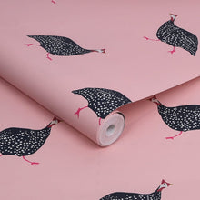 118566 Guinea Fowl Blush Pink Wallpaper by Joules