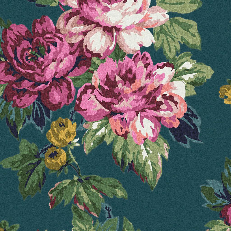 118571 Invite Floral Peacock Wallpaper by Joules