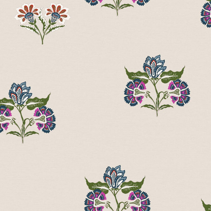 118574 Indienne Block Print Dawn Grey Wallpaper by Joules