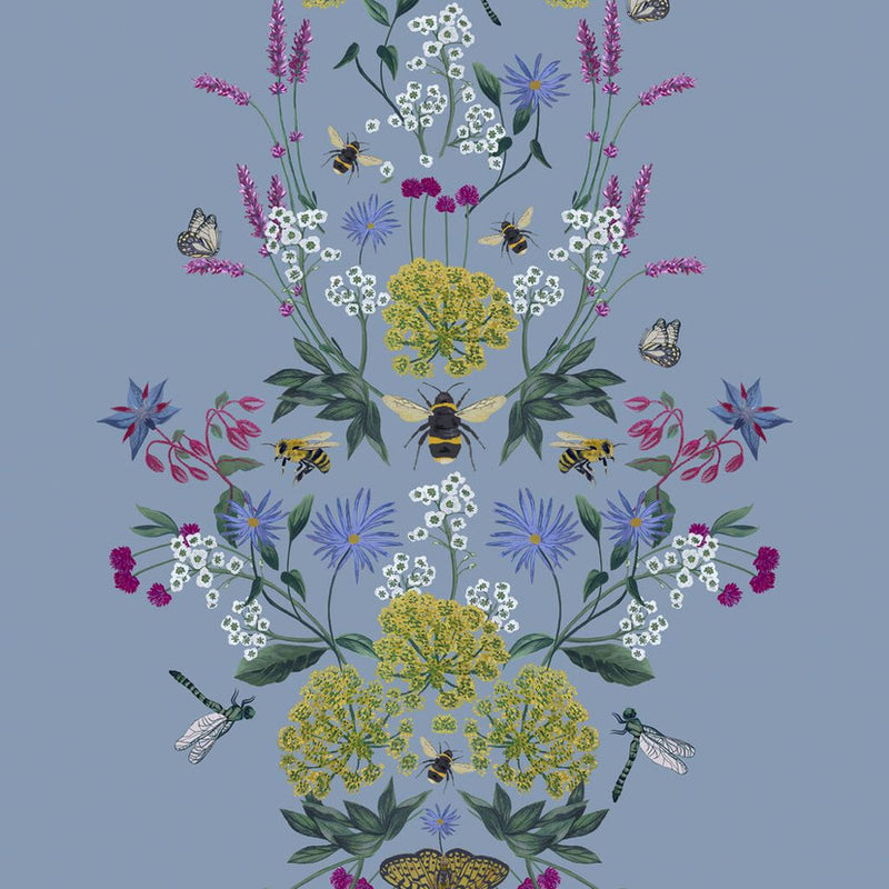 118577 Perfect Pollinators Haze Blue Wallpaper by Joules