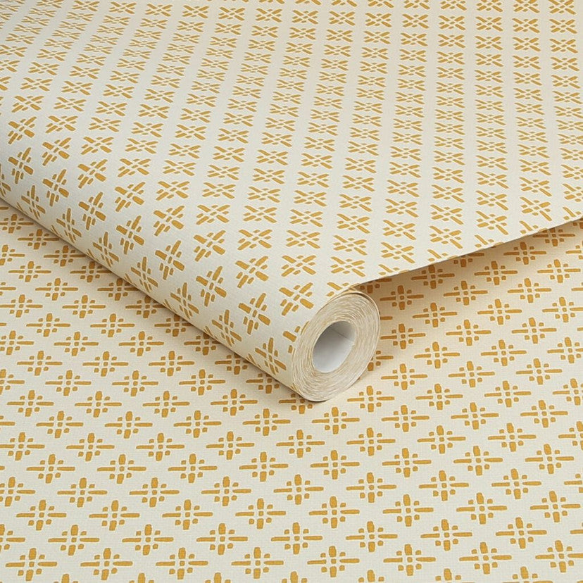 118578 Beckett Star Antique Gold Wallpaper by Joules