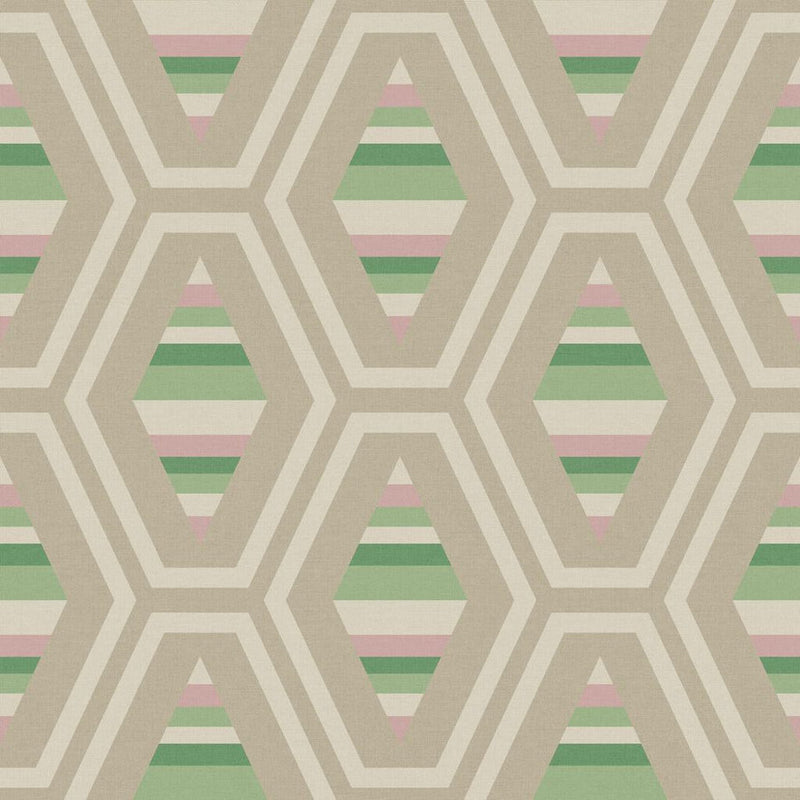118581 Hallaton Kilim Garden Greens Wallpaper by Joules