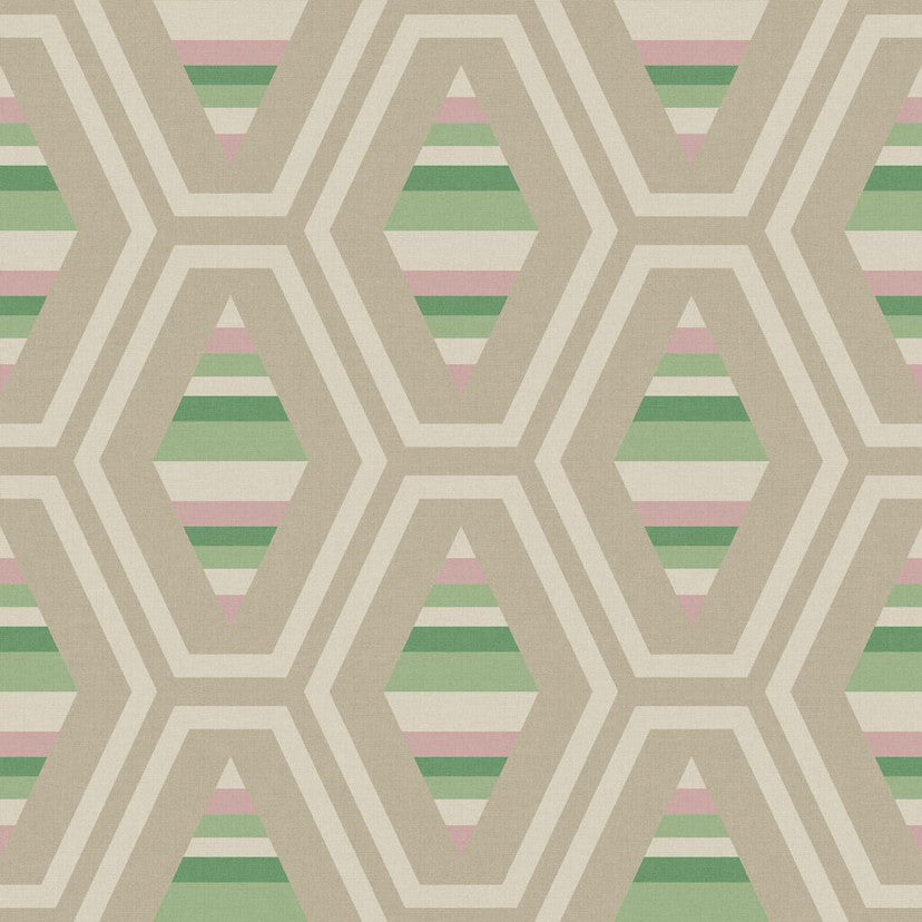 118581 Hallaton Kilim Garden Greens Wallpaper by Joules