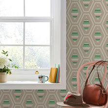 118581 Hallaton Kilim Garden Greens Wallpaper by Joules