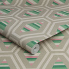 118581 Hallaton Kilim Garden Greens Wallpaper by Joules