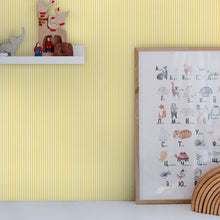 118584 Ticking Stripe Lemon Wallpaper by Joules