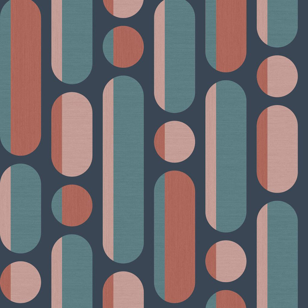 118611 Morse Coral and Navy Wallpaper by Envy