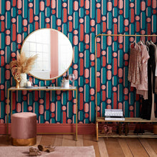 118611 Morse Coral and Navy Wallpaper by Envy