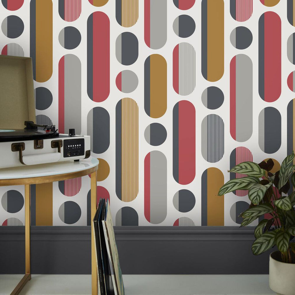 118719 Morse Red and Grey Wallpaper by Envy