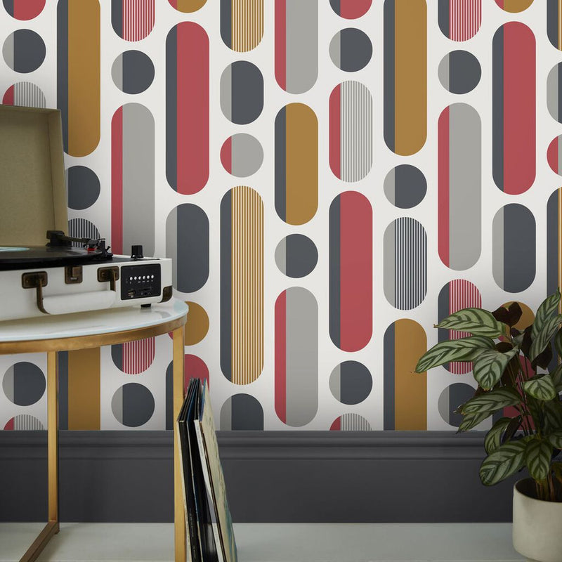 118719 Morse Red and Grey Wallpaper by Envy