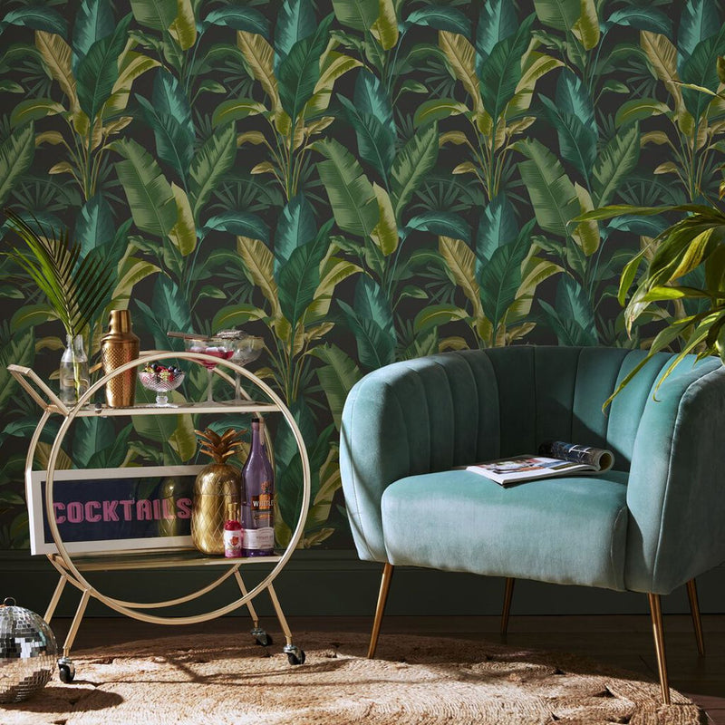 118721 Leaf It Out Midnight Wallpaper by Envy