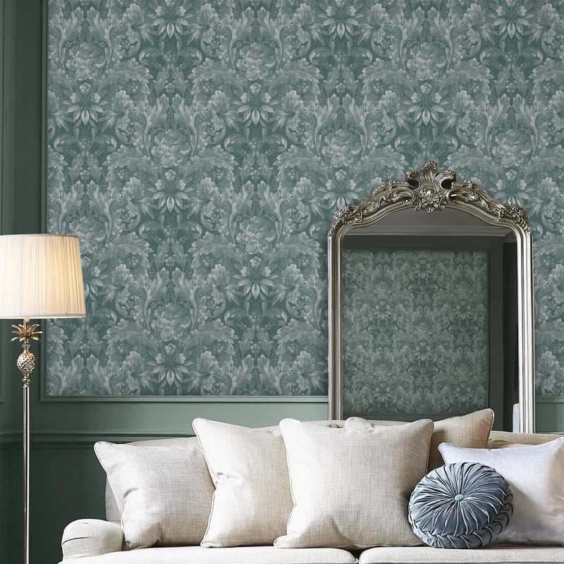 119842 Apolline Jade Green Wallpaper by Laura Ashley