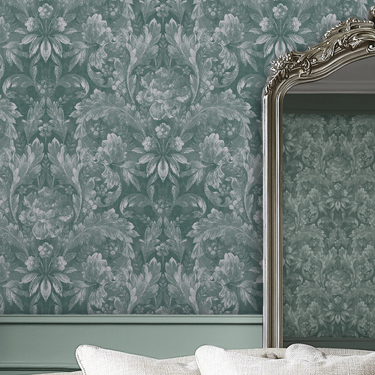 119842 Apolline Jade Green Wallpaper by Laura Ashley