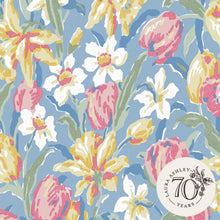119847 Tulips China Blue Wallpaper by Laura Ashley