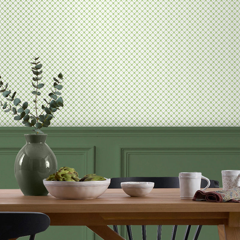 119848 Wickerwork Leaf Green Wallpaper by Laura Ashley