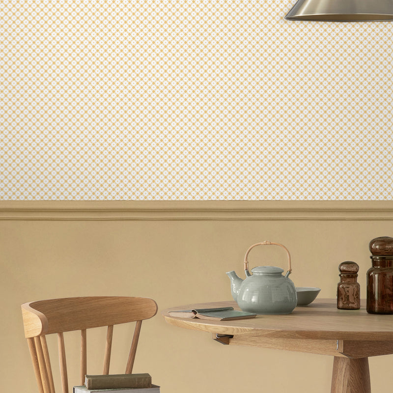 119849 Wickerwork Ochre Yellow Wallpaper by Laura Ashley