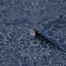 119852 Silchester Midnight Seaspray Blue Wallpaper by Laura Ashley