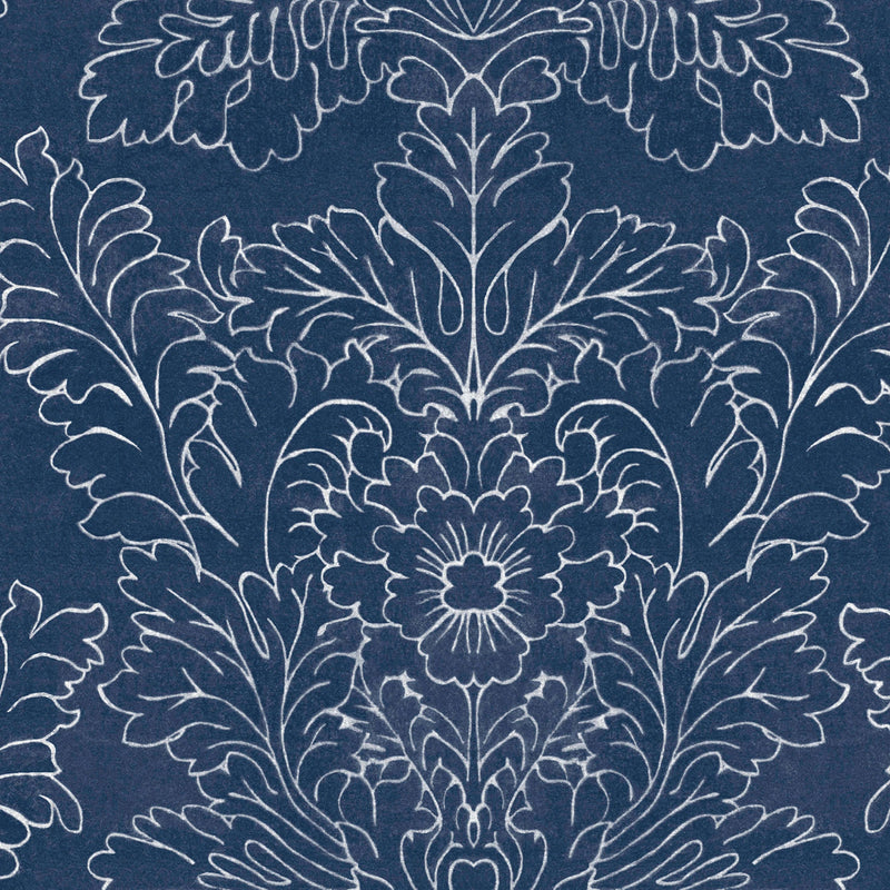 119852 Silchester Midnight Seaspray Blue Wallpaper by Laura Ashley