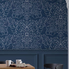 119852 Silchester Midnight Seaspray Blue Wallpaper by Laura Ashley
