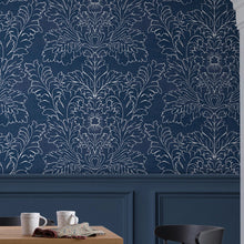 119852 Silchester Midnight Seaspray Blue Wallpaper by Laura Ashley