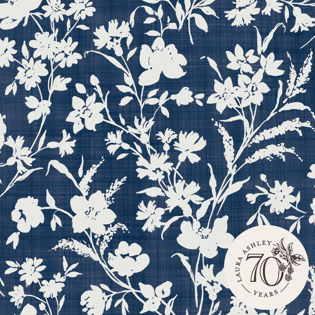 119854 Rye Midnight Seaspray Blue Wallpaper by Laura Ashley