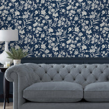 119854 Rye Midnight Seaspray Blue Wallpaper by Laura Ashley