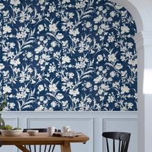 119854 Rye Midnight Seaspray Blue Wallpaper by Laura Ashley