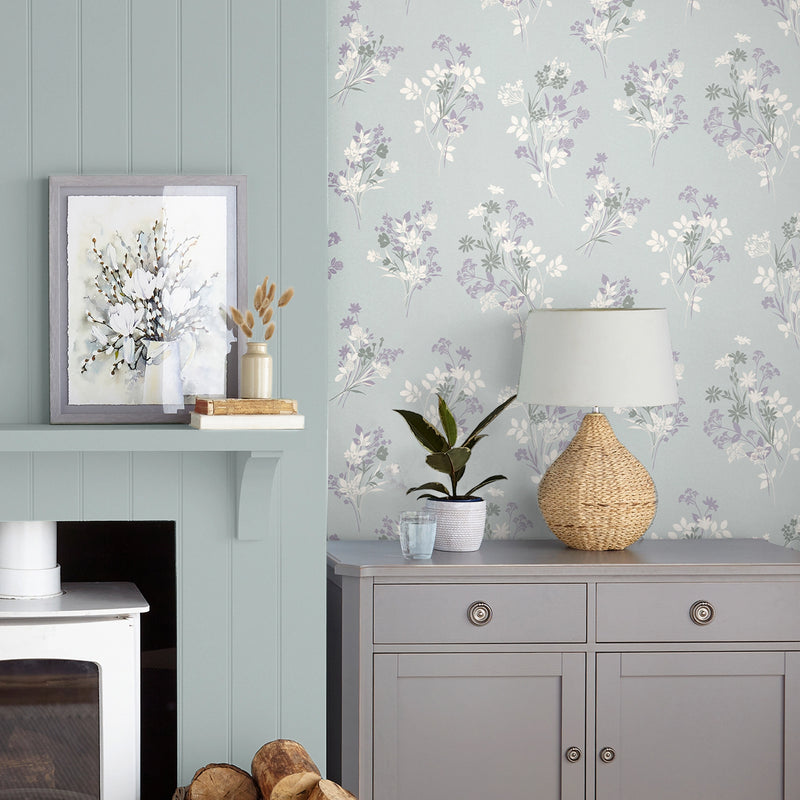 119857 Igerna Pale Duck Egg Blue Wallpaper by Laura Ashley