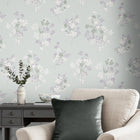 119857 Igerna Pale Duck Egg Blue Wallpaper by Laura Ashley