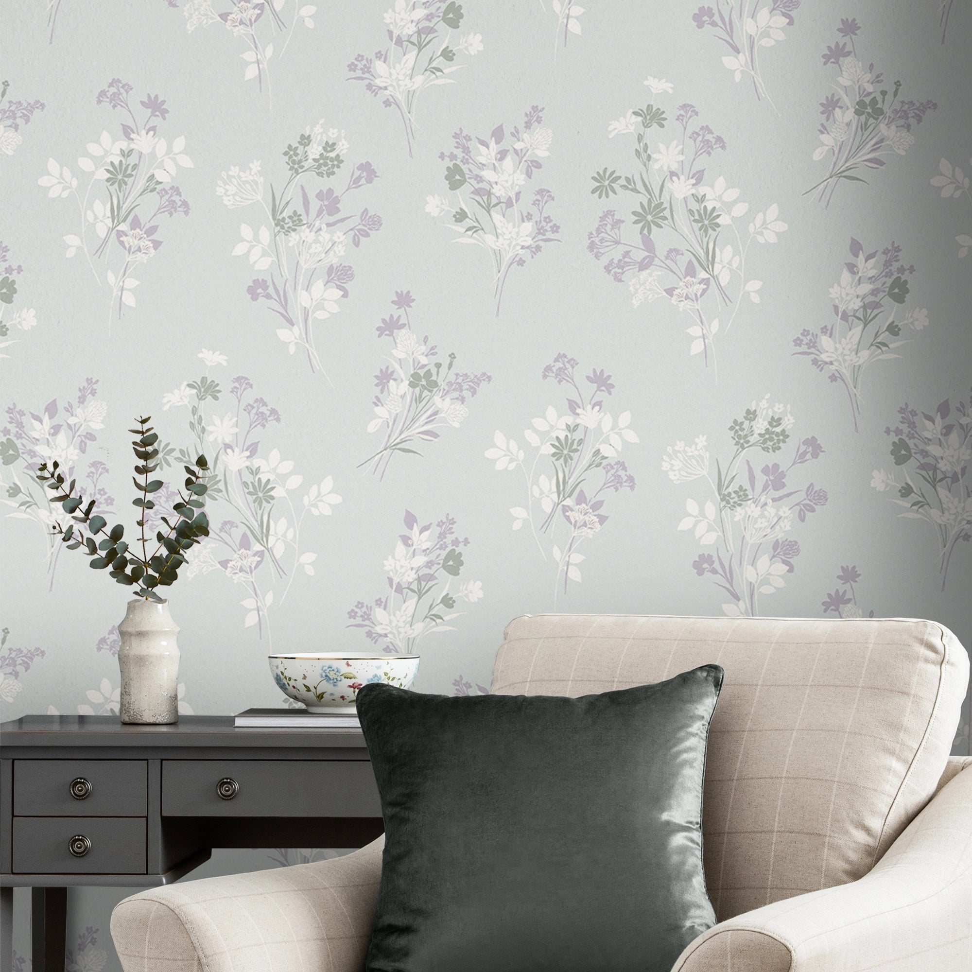 119857 Igerna Pale Duck Egg Blue Wallpaper by Laura Ashley