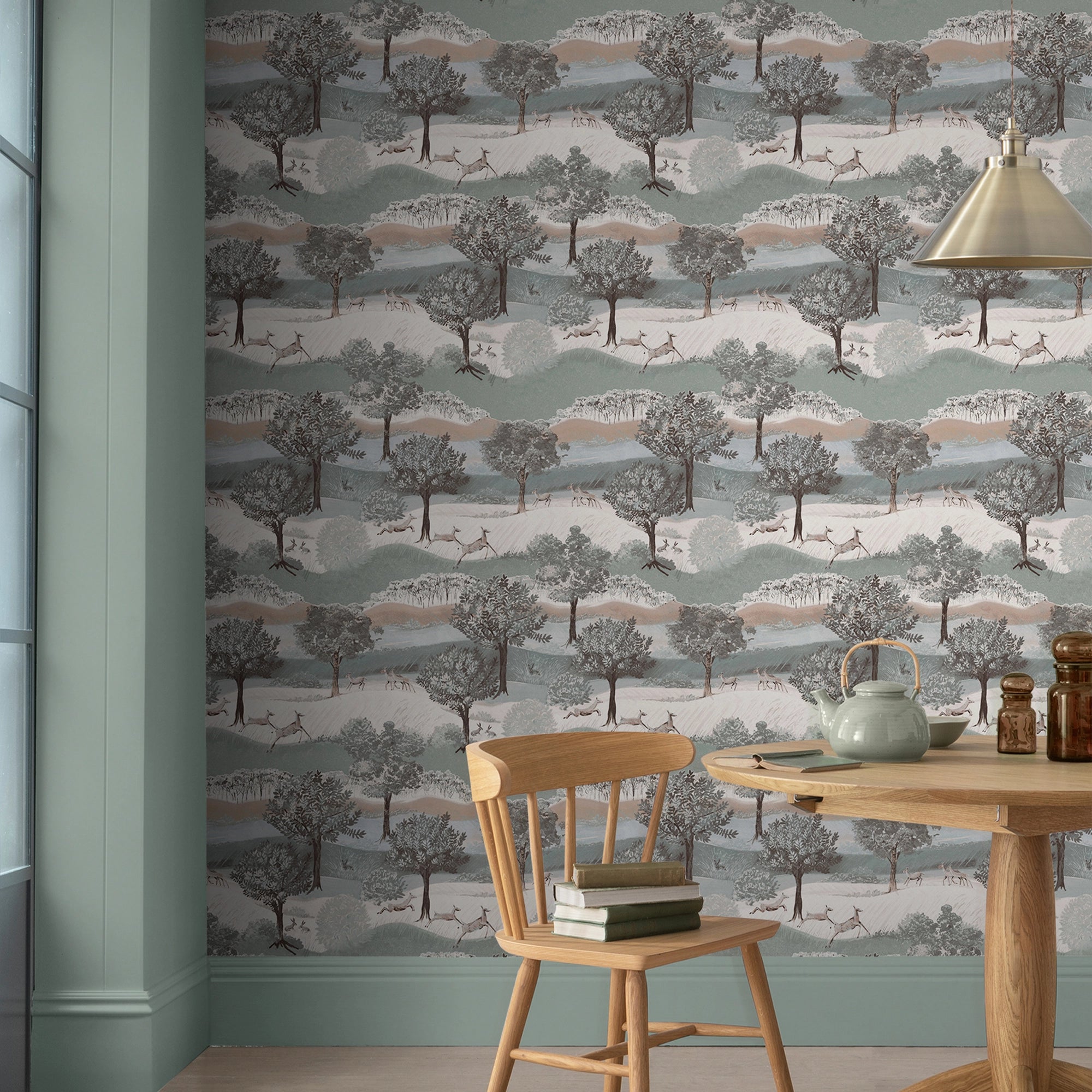 119858 Hartingdon Jade Green Wallpaper by Laura Ashley