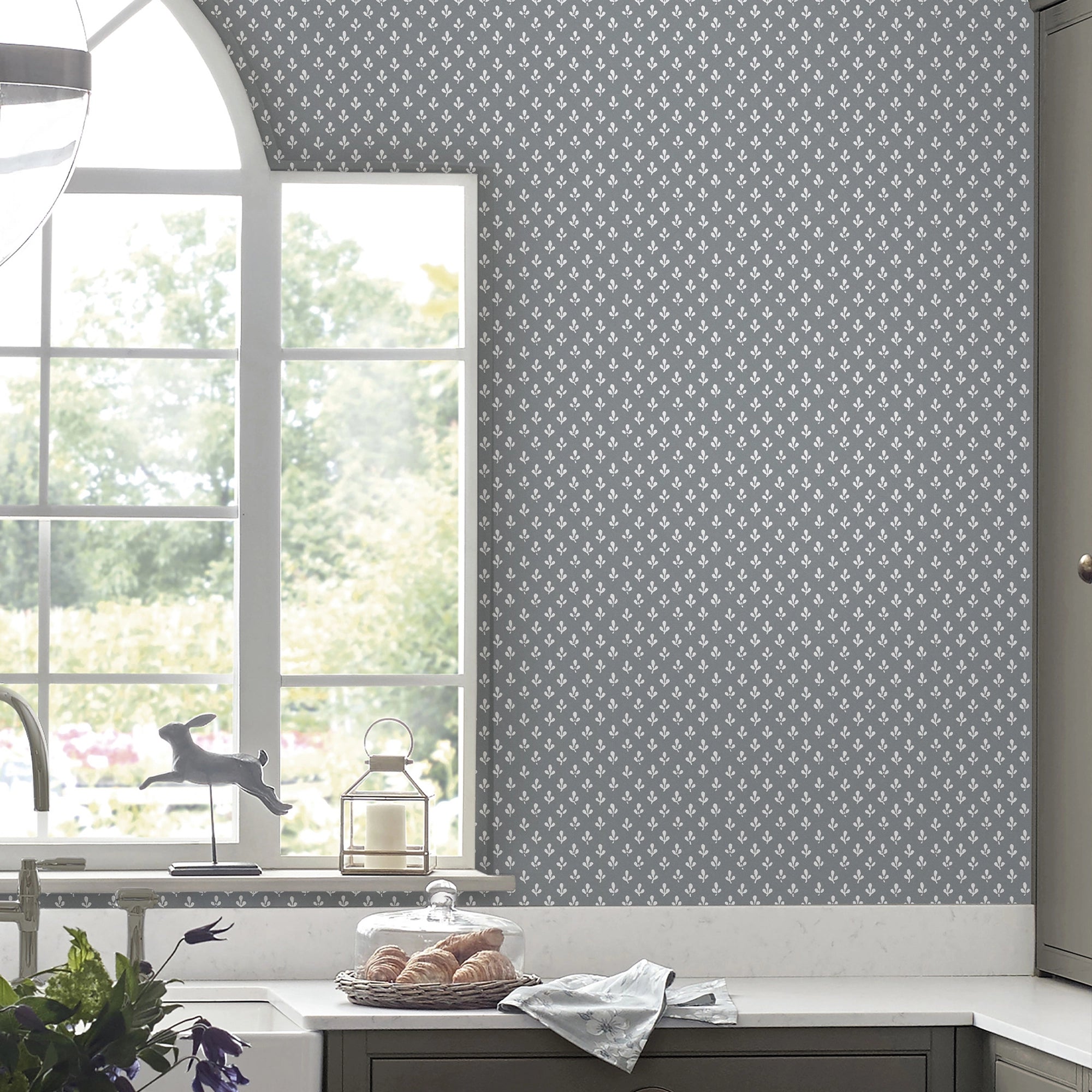 119861 Trefoil Slate Grey Wallpaper by Laura Ashley