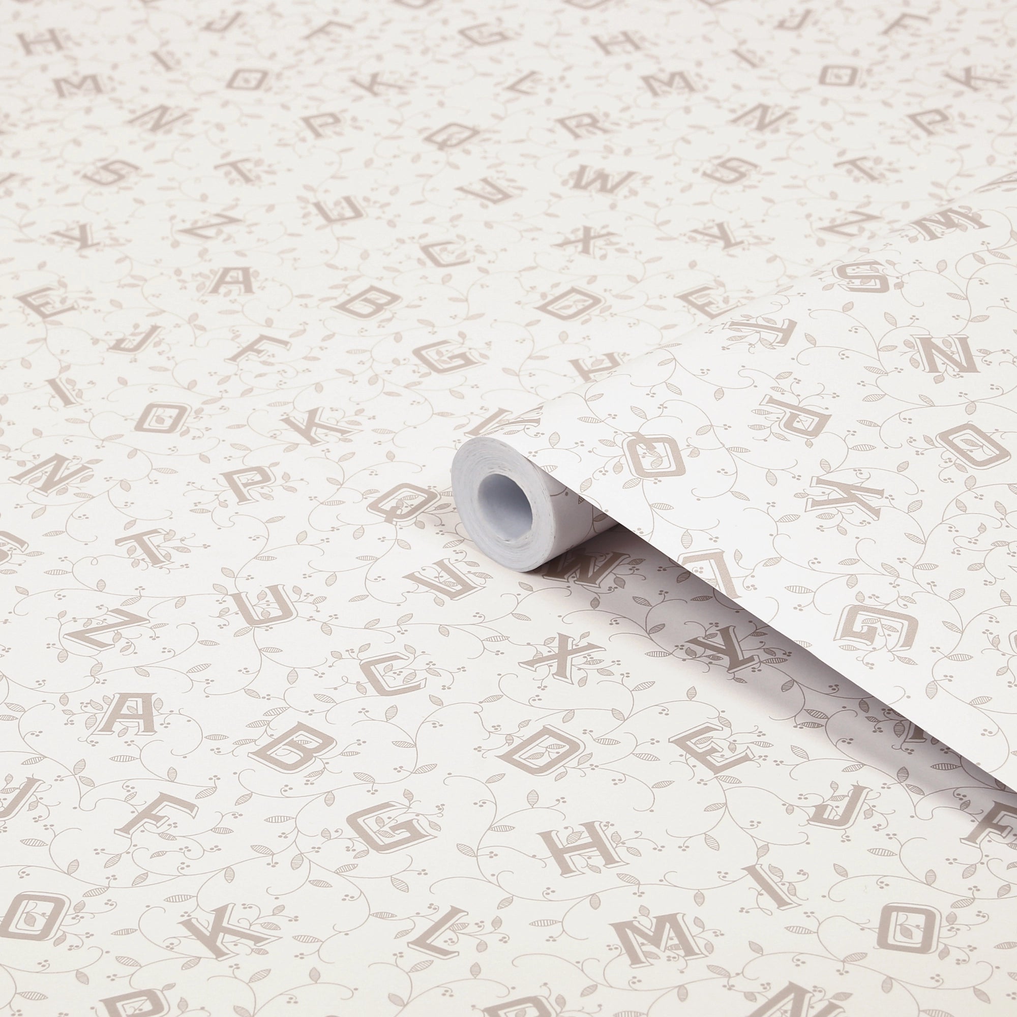 119862 Alphabet Dove Grey Wallpaper by Laura Ashley