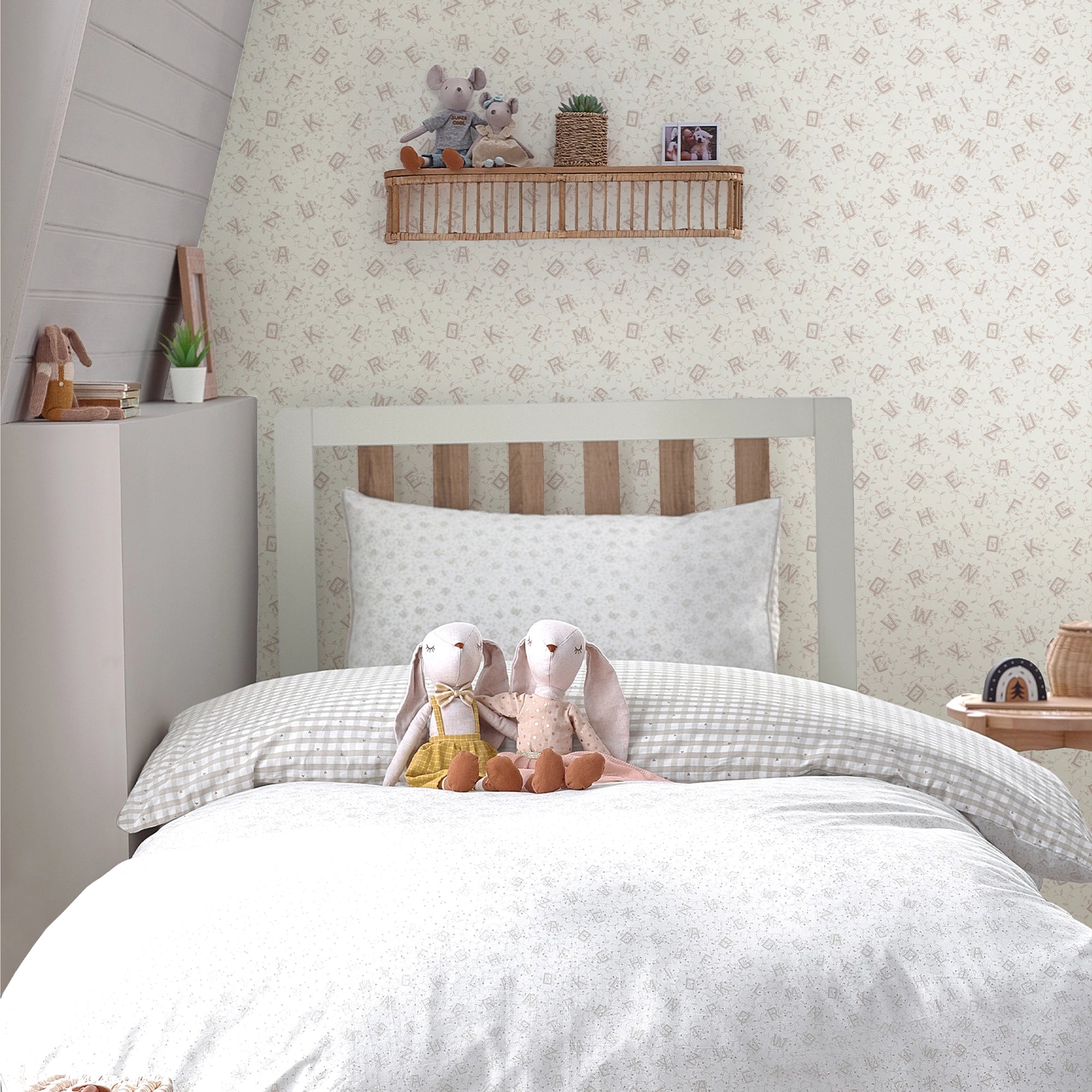 119862 Alphabet Dove Grey Wallpaper by Laura Ashley