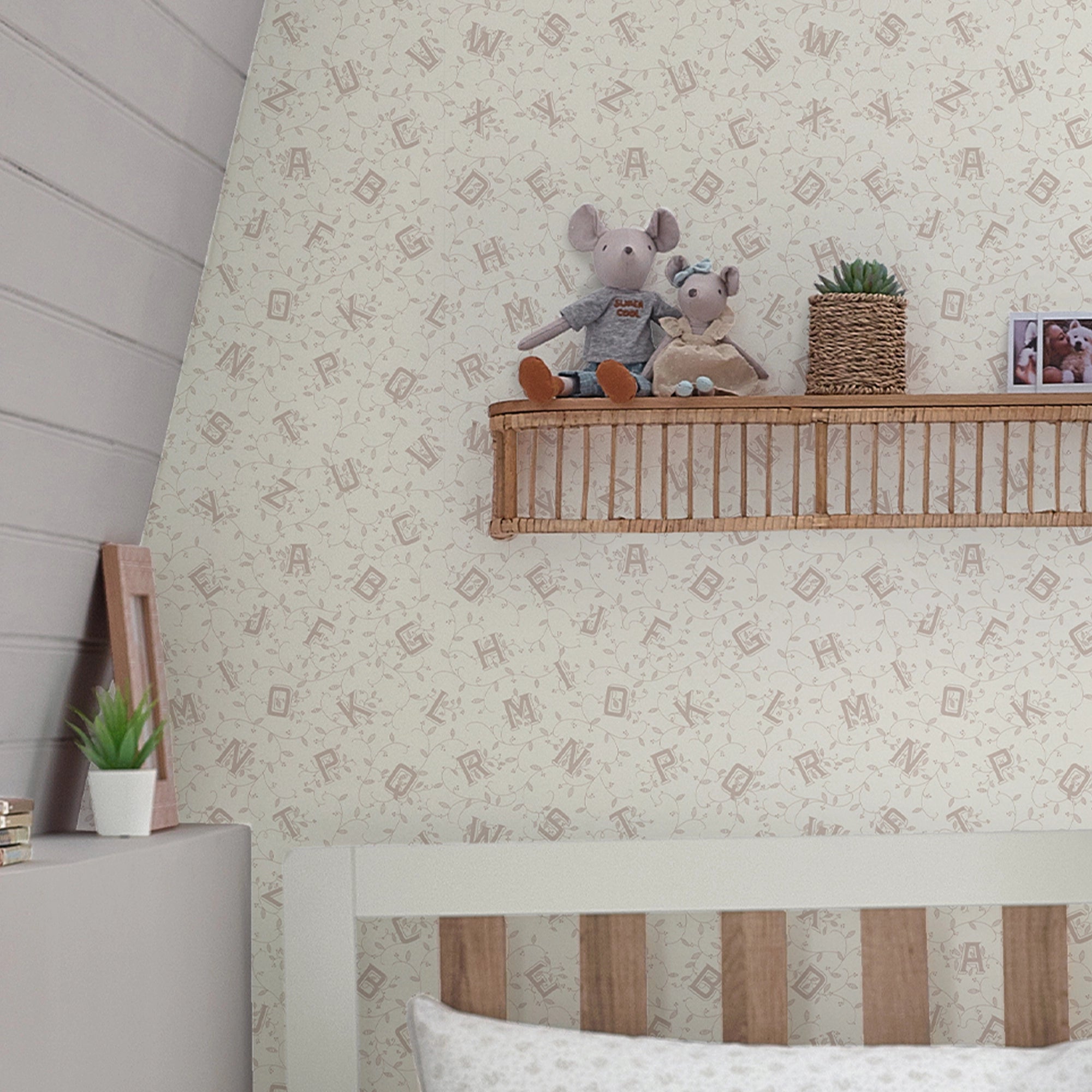 119862 Alphabet Dove Grey Wallpaper by Laura Ashley