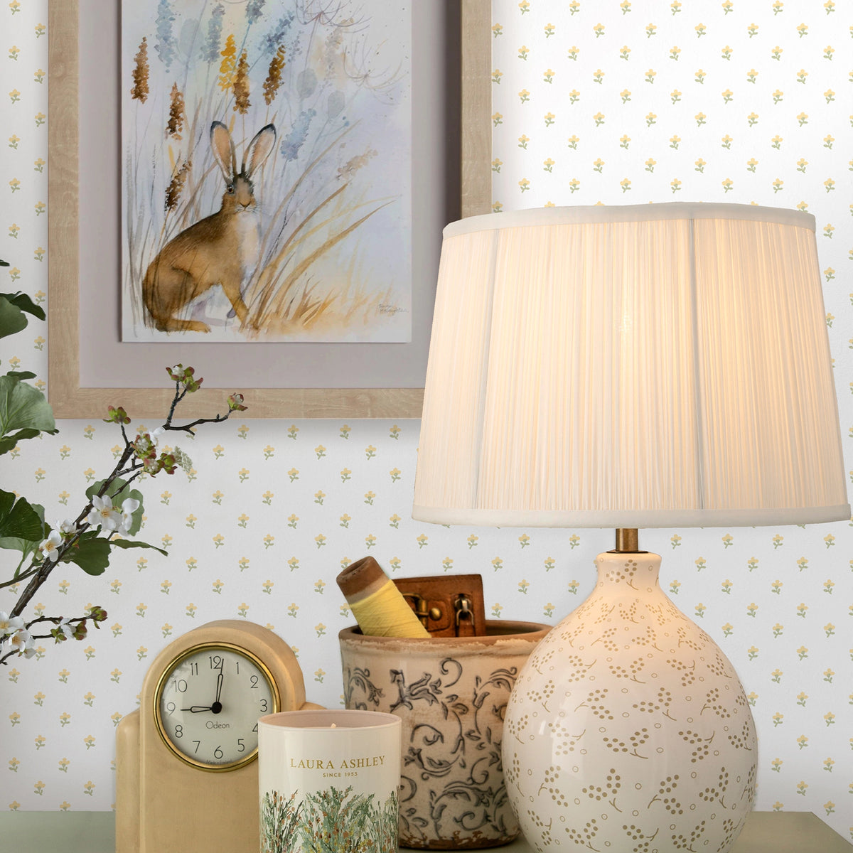 Wood Violet Ochre Yellow Wallpaper by Laura Ashley