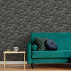 119967 Serene Seed-Head Black and Gold Boutique Wallpaper By Graham & Brown