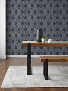 120198 Honeycomb Geo Navy Wallpaper by Next