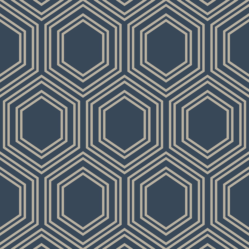 120198 Honeycomb Geo Navy Wallpaper by Next