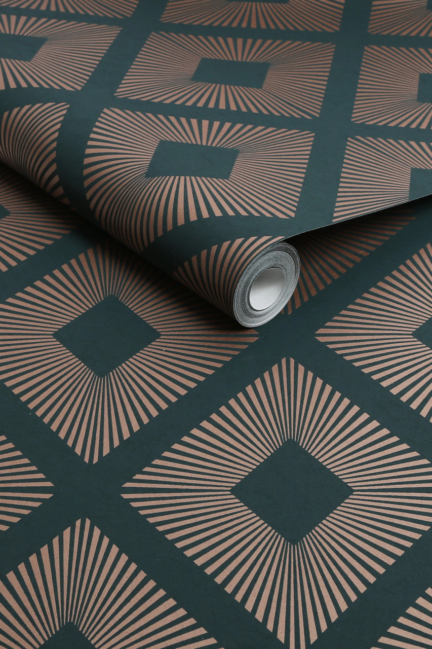 120201 Deco Triangle Emerald Wallpaper by Next