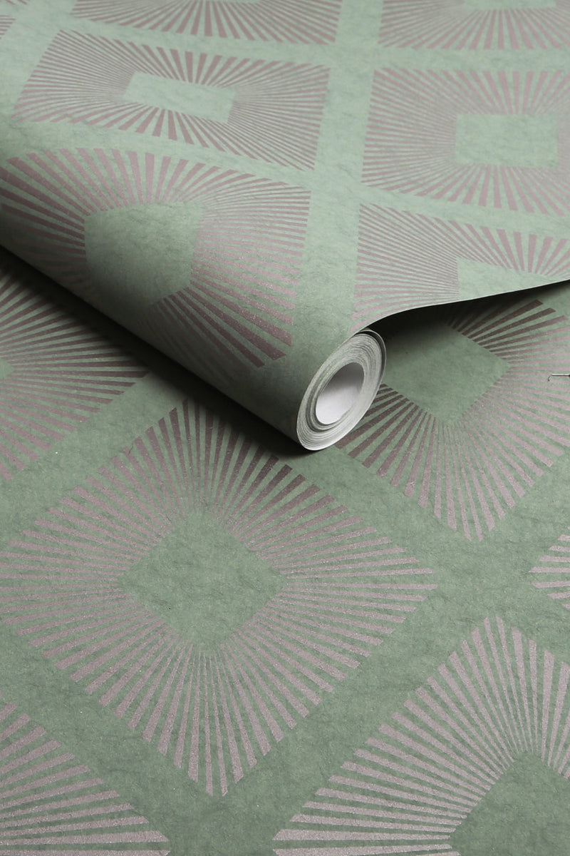 120202 Deco Triangle Sage Wallpaper by Next