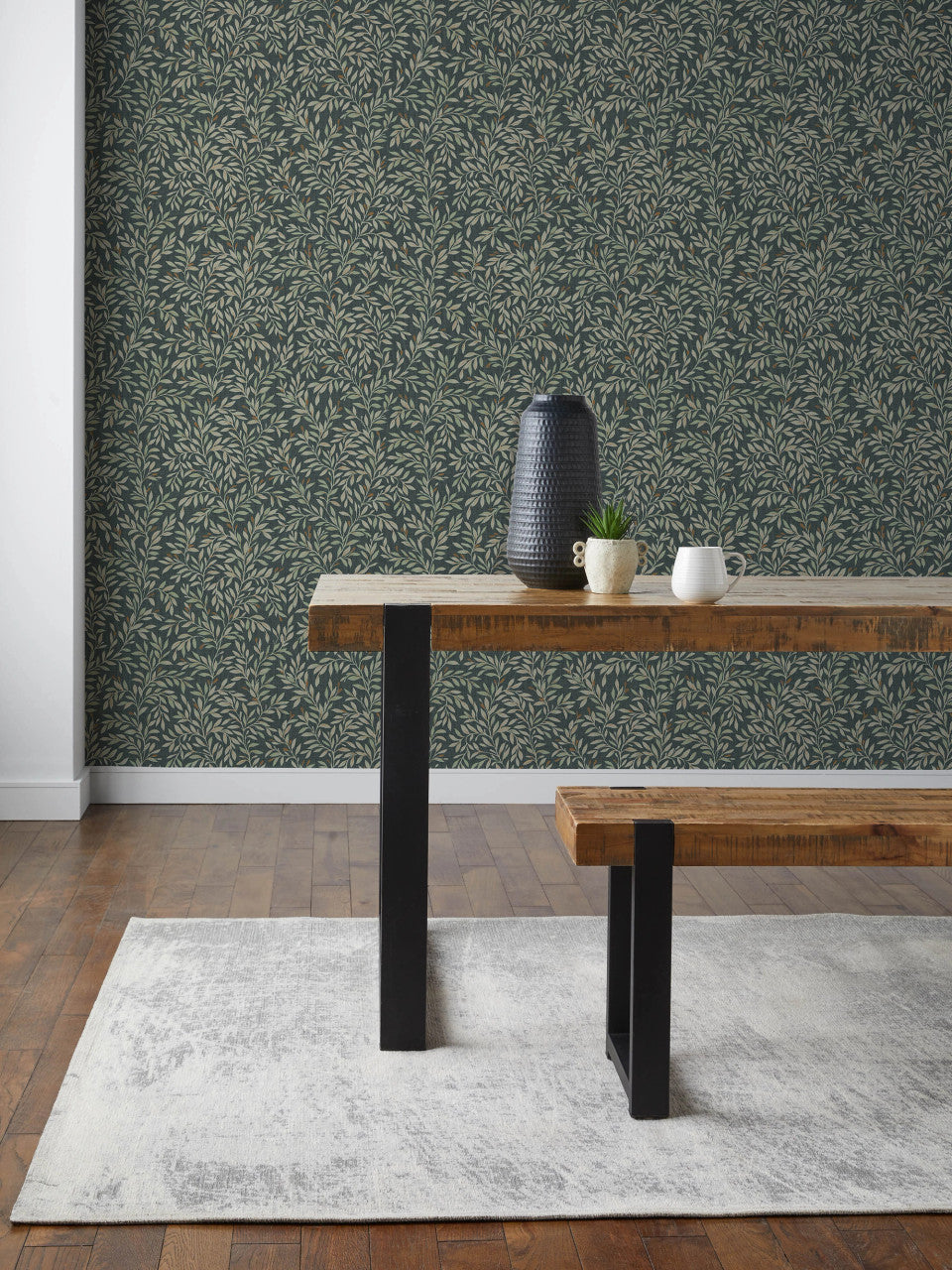 120204 Ditsy Leaf Emerald Wallpaper by Next
