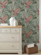 120209 Rainforest Leaves Sage Wallpaper by Next