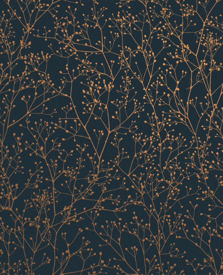 120381 Gypsophila Midnight/Copper Wallpaper by Clarissa Hulse