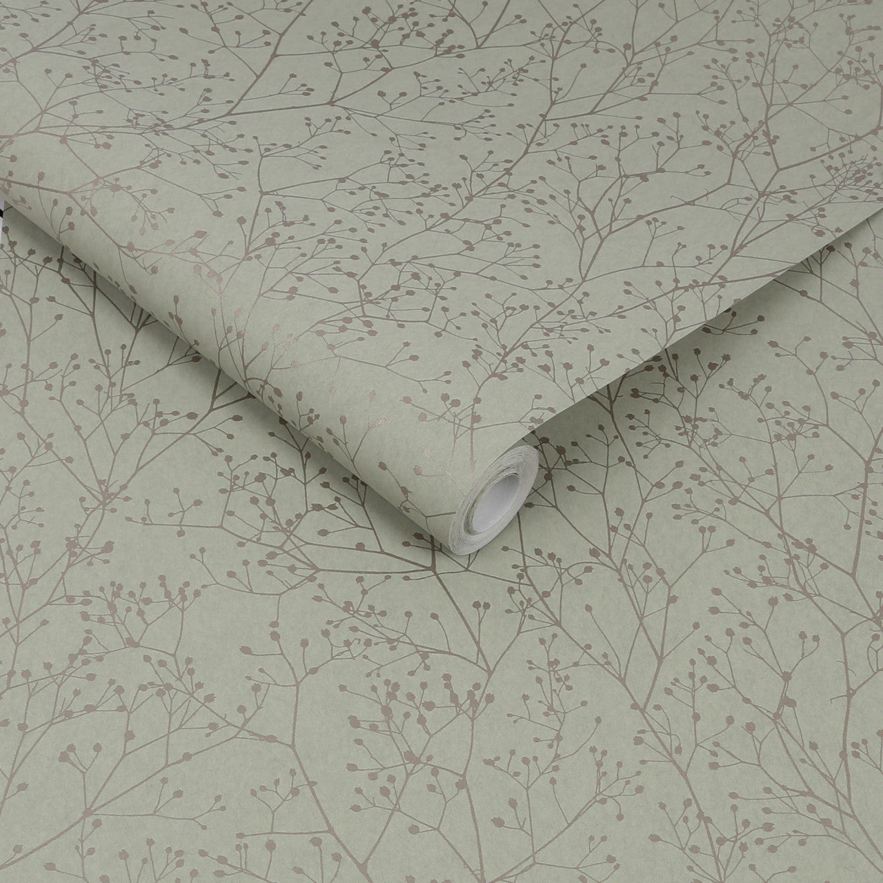 120388 Gypsophila Green / Silver Wallpaper by Clarissa Hulse