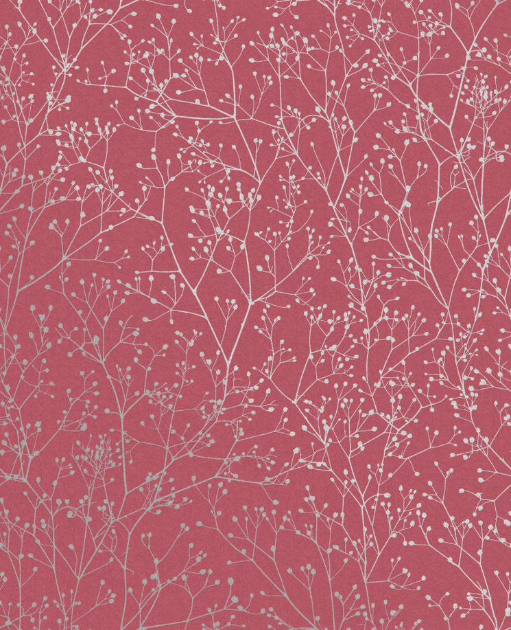 120398 Gypsophila Raspberry / Silver Wallpaper by Clarissa Hulse